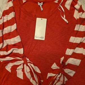 NWT Splendid Striped Raglan Sleeve Top - Red/White - Size Large